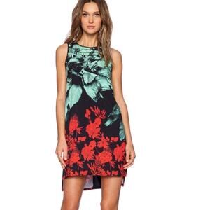 Clover Canyon Hidden Jungle Dress Tropical Floral High Low Mini Designer Sz S
